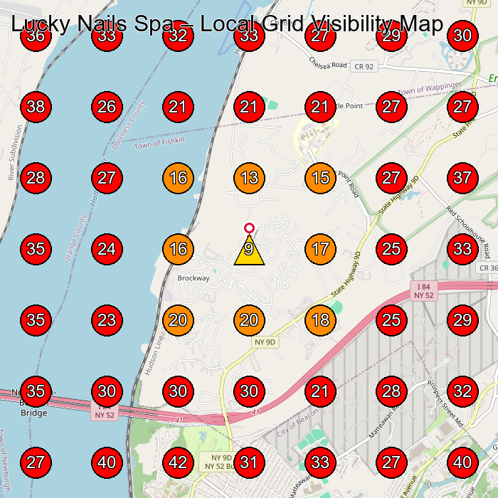 Lucky Nails Spa GeoGrid visibility map for Nail Salon in Cold Spring